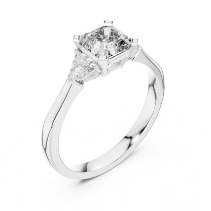 Emerald Three Stone Lab Grown Diamond Engagement Ring