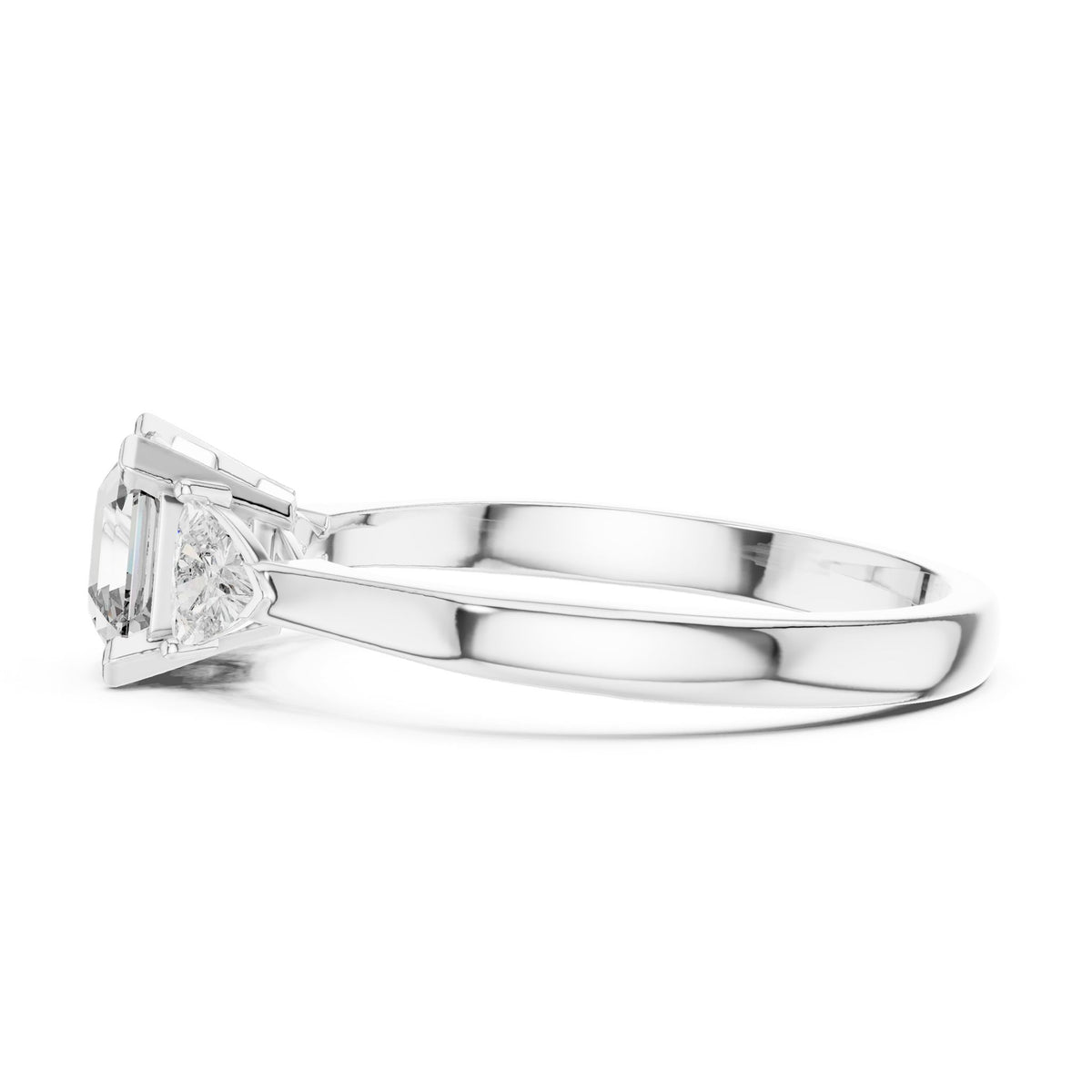 Emerald Three Stone Lab Grown Diamond Engagement Ring