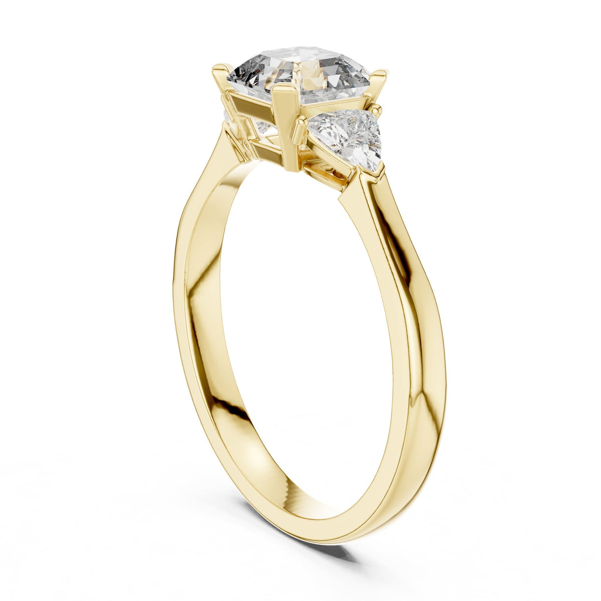 Emerald Three Stone Lab Grown Diamond Engagement Ring
