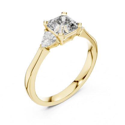 Emerald Three Stone Lab Grown Diamond Engagement Ring