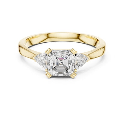 Emerald Three Stone Lab Grown Diamond Engagement Ring