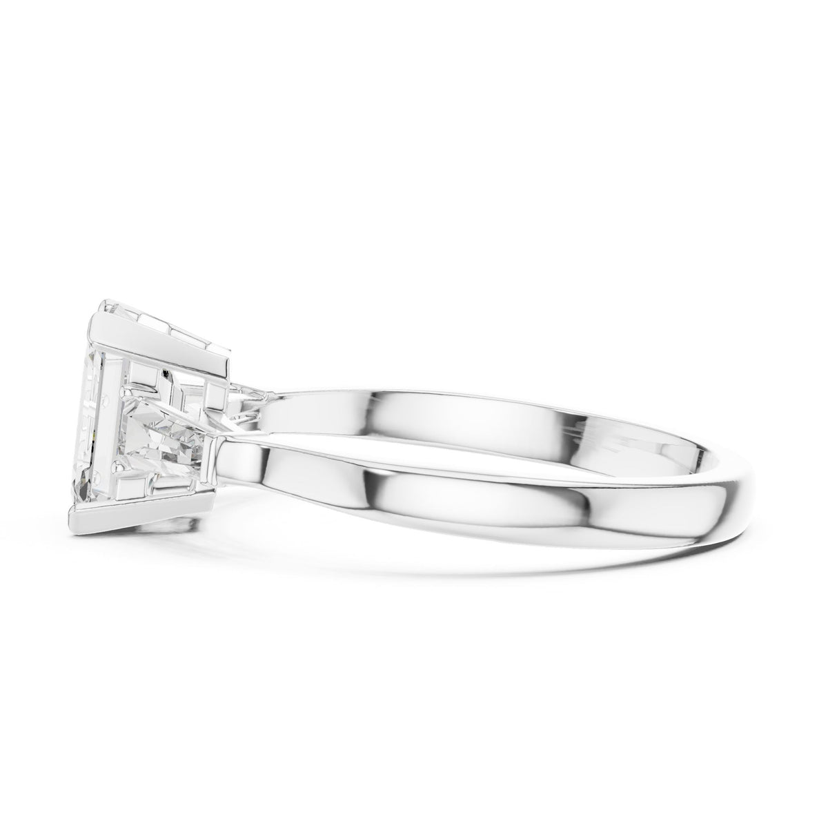 Emerald Three Stone Lab Grown Diamond Engagement Ring