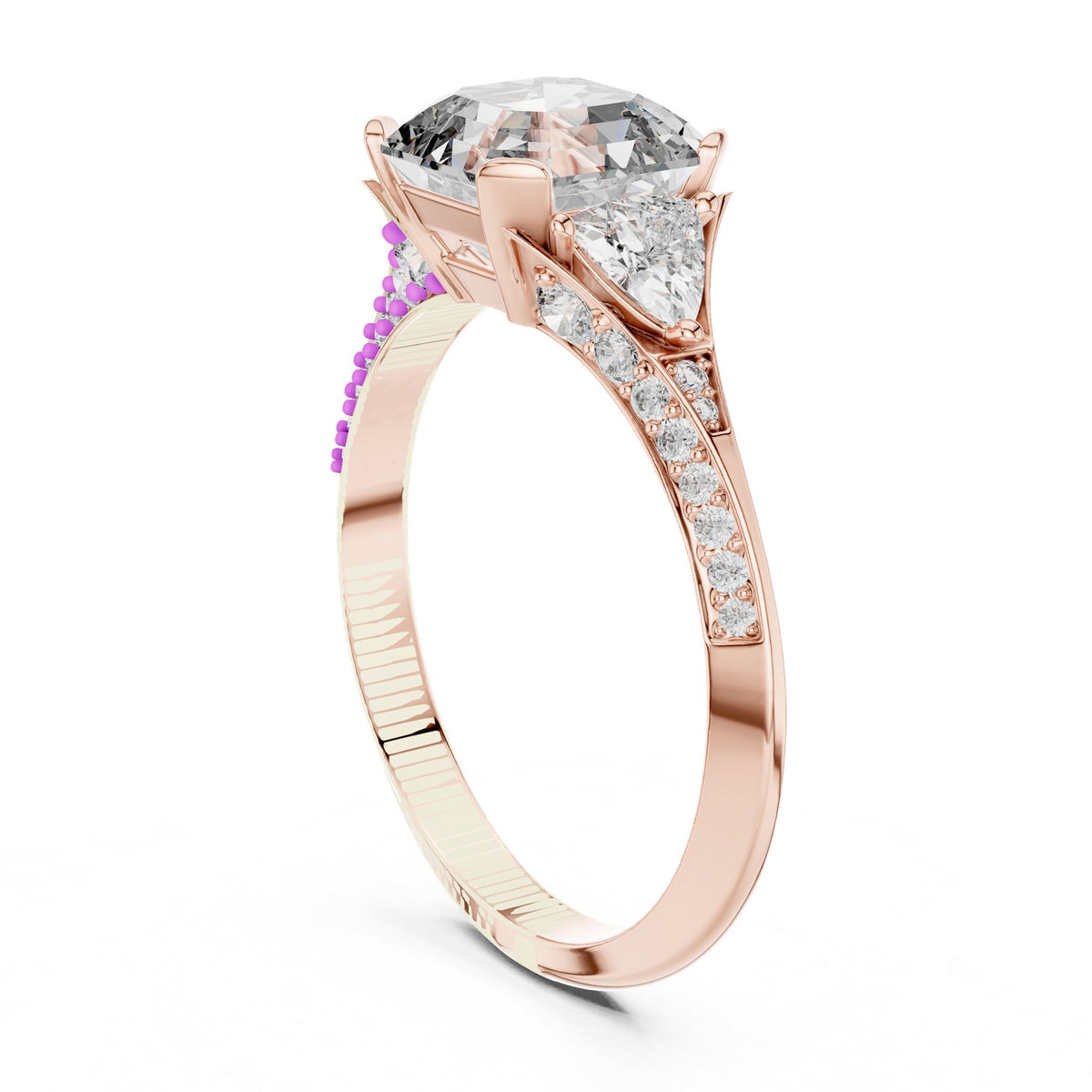 Emerald Three Stone Lab Grown Diamond Engagement Ring