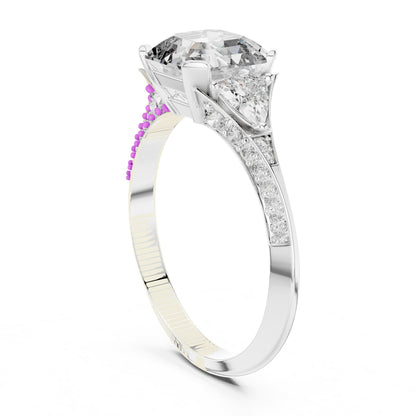 Emerald Three Stone Lab Grown Diamond Engagement Ring