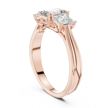 Emerald Three Stone Lab Grown Diamond Engagement Ring