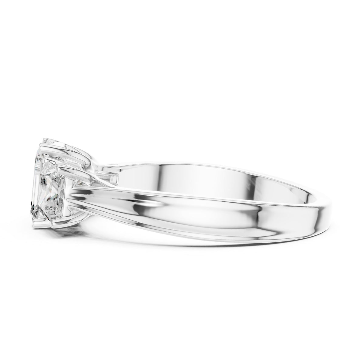 Emerald Three Stone Lab Grown Diamond Engagement Ring