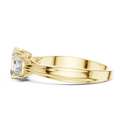 Emerald Three Stone Lab Grown Diamond Engagement Ring