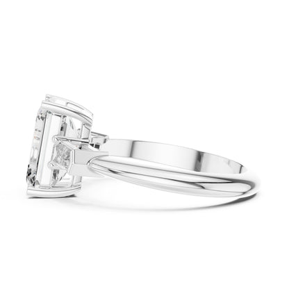 Emerald Three Stone Lab Grown Diamond Engagement Ring