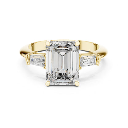 Emerald Three Stone Lab Grown Diamond Engagement Ring