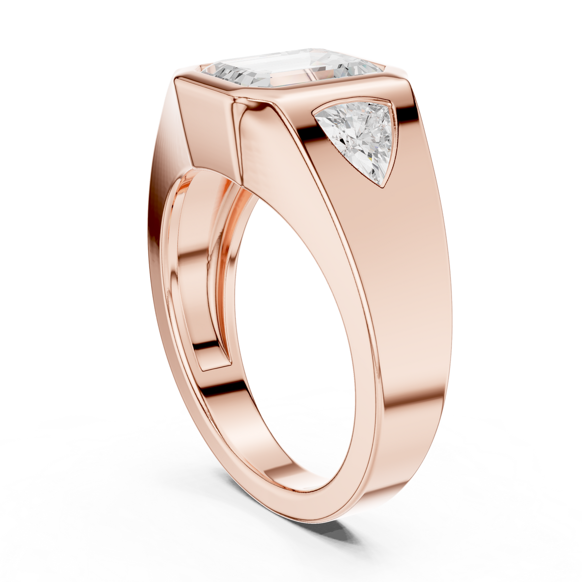 Emerald Three Stone Lab Grown Diamond Engagement Ring