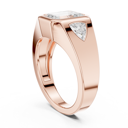 Emerald Three Stone Lab Grown Diamond Engagement Ring