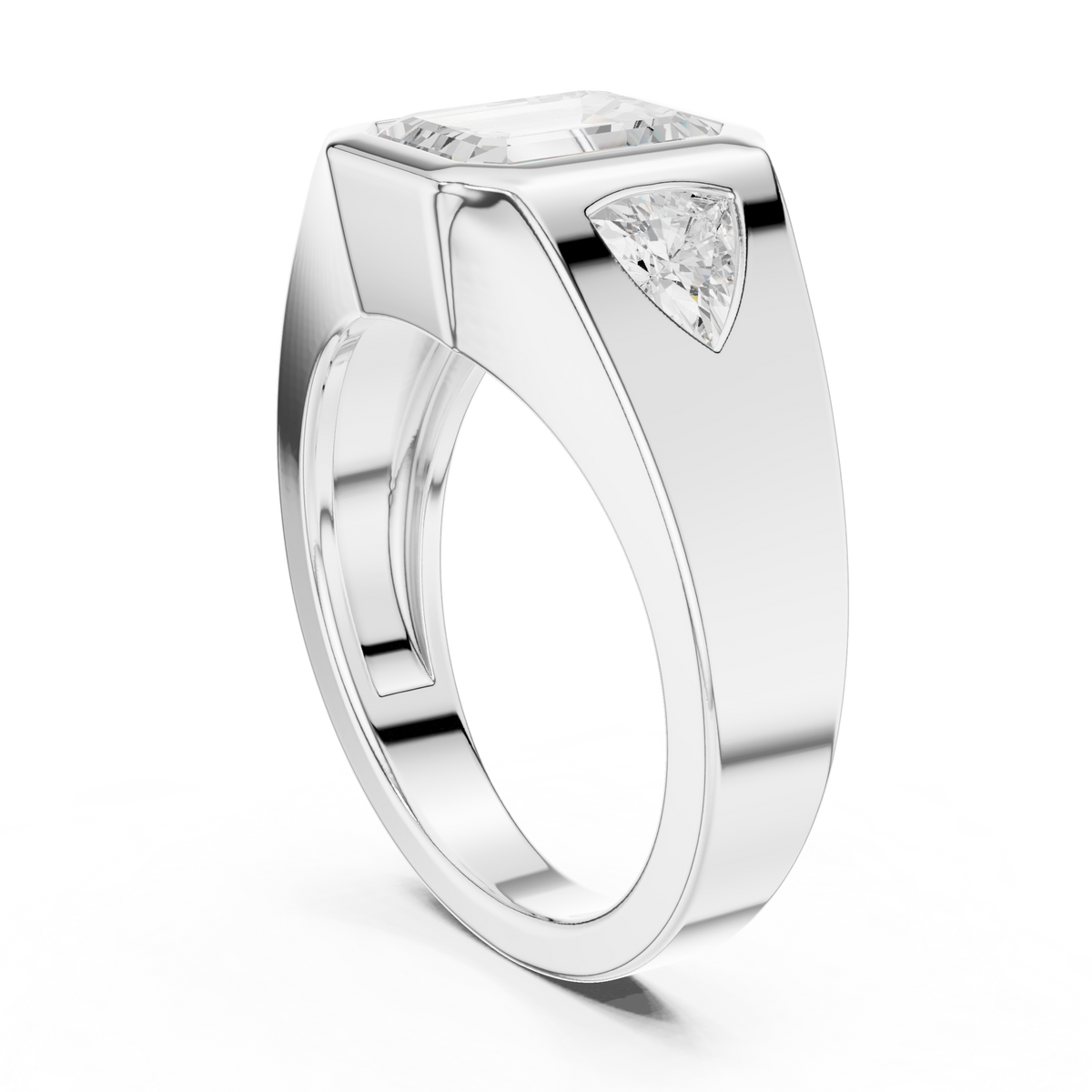 Emerald Three Stone Lab Grown Diamond Engagement Ring