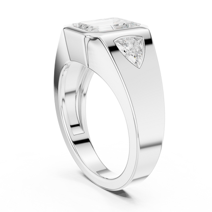 Emerald Three Stone Lab Grown Diamond Engagement Ring