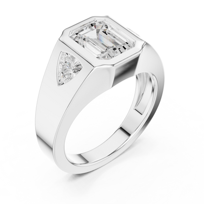 Emerald Three Stone Lab Grown Diamond Engagement Ring