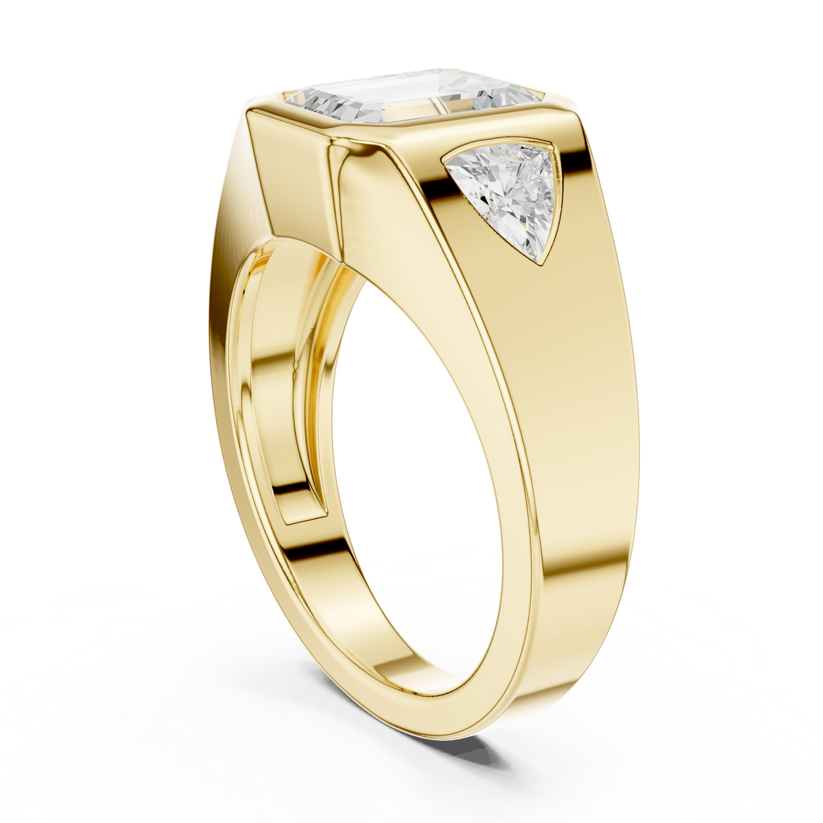 Emerald Three Stone Lab Grown Diamond Engagement Ring
