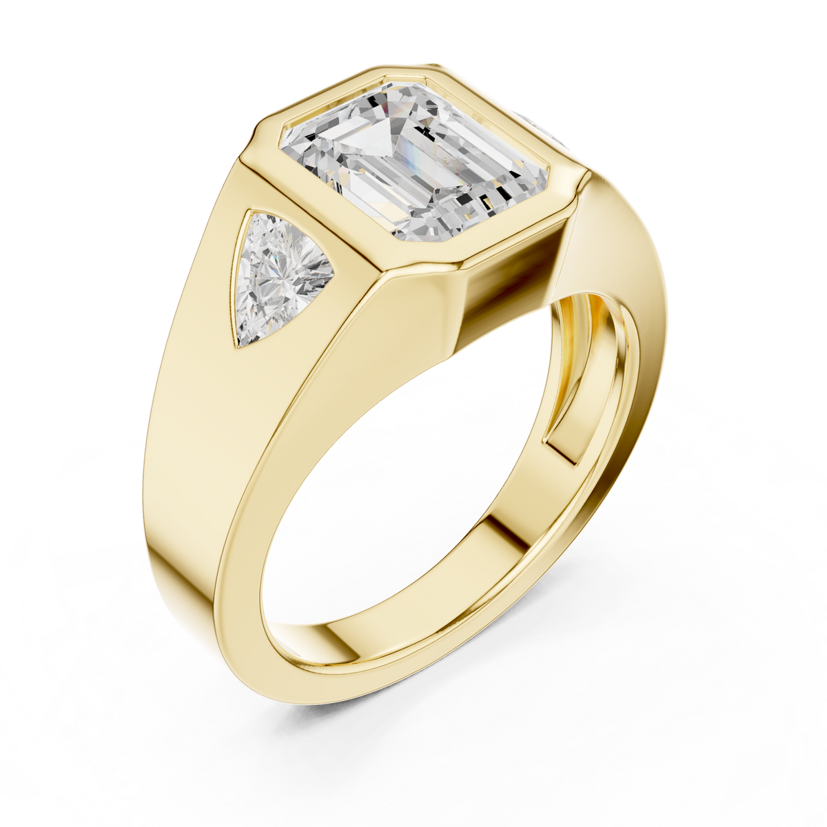 Emerald Three Stone Lab Grown Diamond Engagement Ring