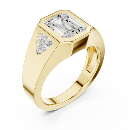 Emerald Three Stone Lab Grown Diamond Engagement Ring