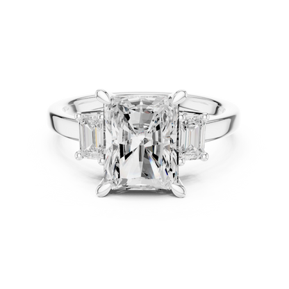 Emerald Three Stone Lab Grown Diamond Engagement Ring