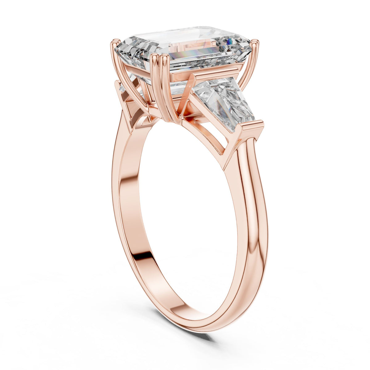 Emerald Three Stone Lab Grown Diamond Engagement Ring