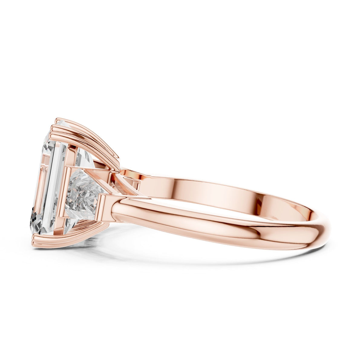 Emerald Three Stone Lab Grown Diamond Engagement Ring