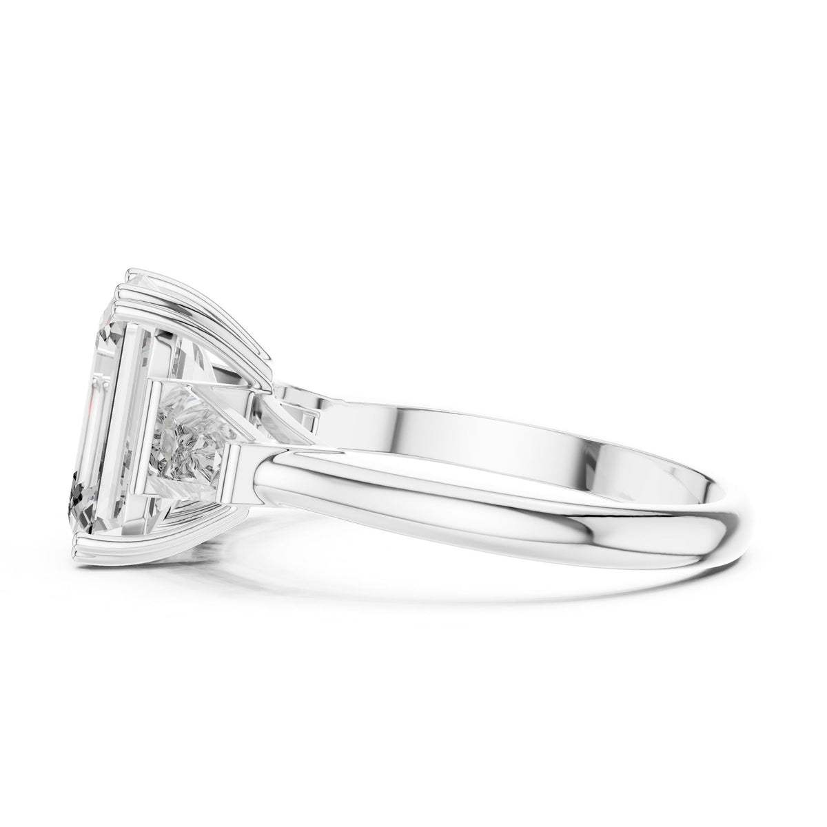 Emerald Three Stone Lab Grown Diamond Engagement Ring