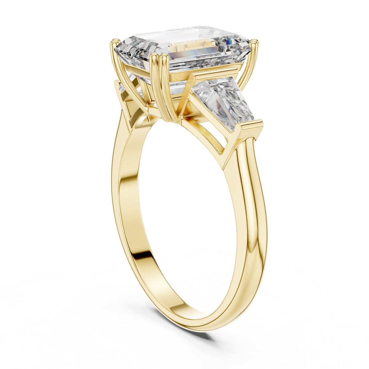 Emerald Three Stone Lab Grown Diamond Engagement Ring