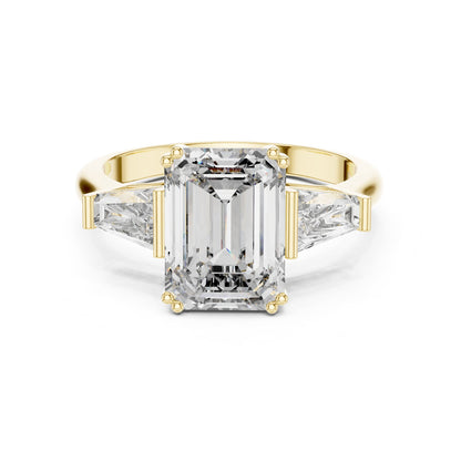 Emerald Three Stone Lab Grown Diamond Engagement Ring