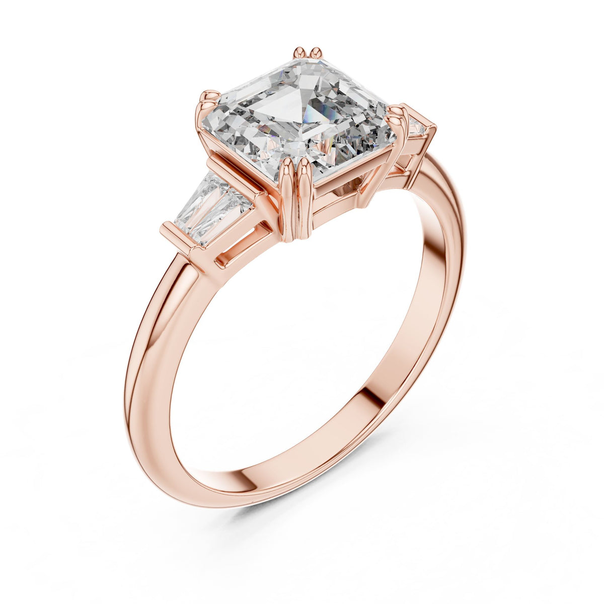 Emerald Three Stone Lab Grown Diamond Engagement Ring