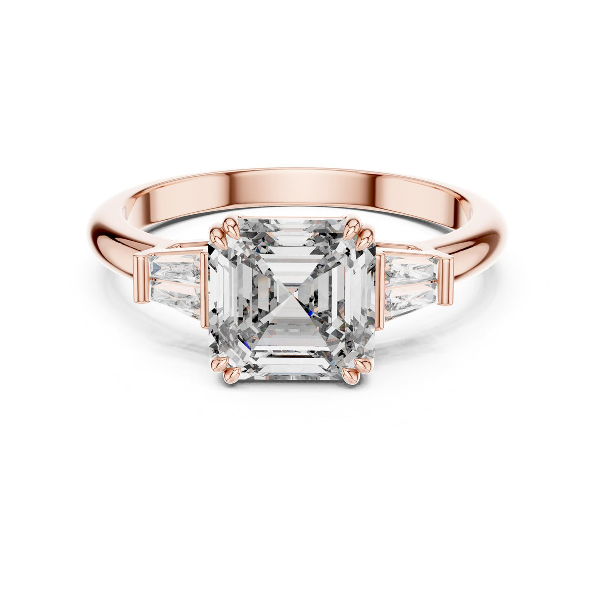 Emerald Three Stone Lab Grown Diamond Engagement Ring
