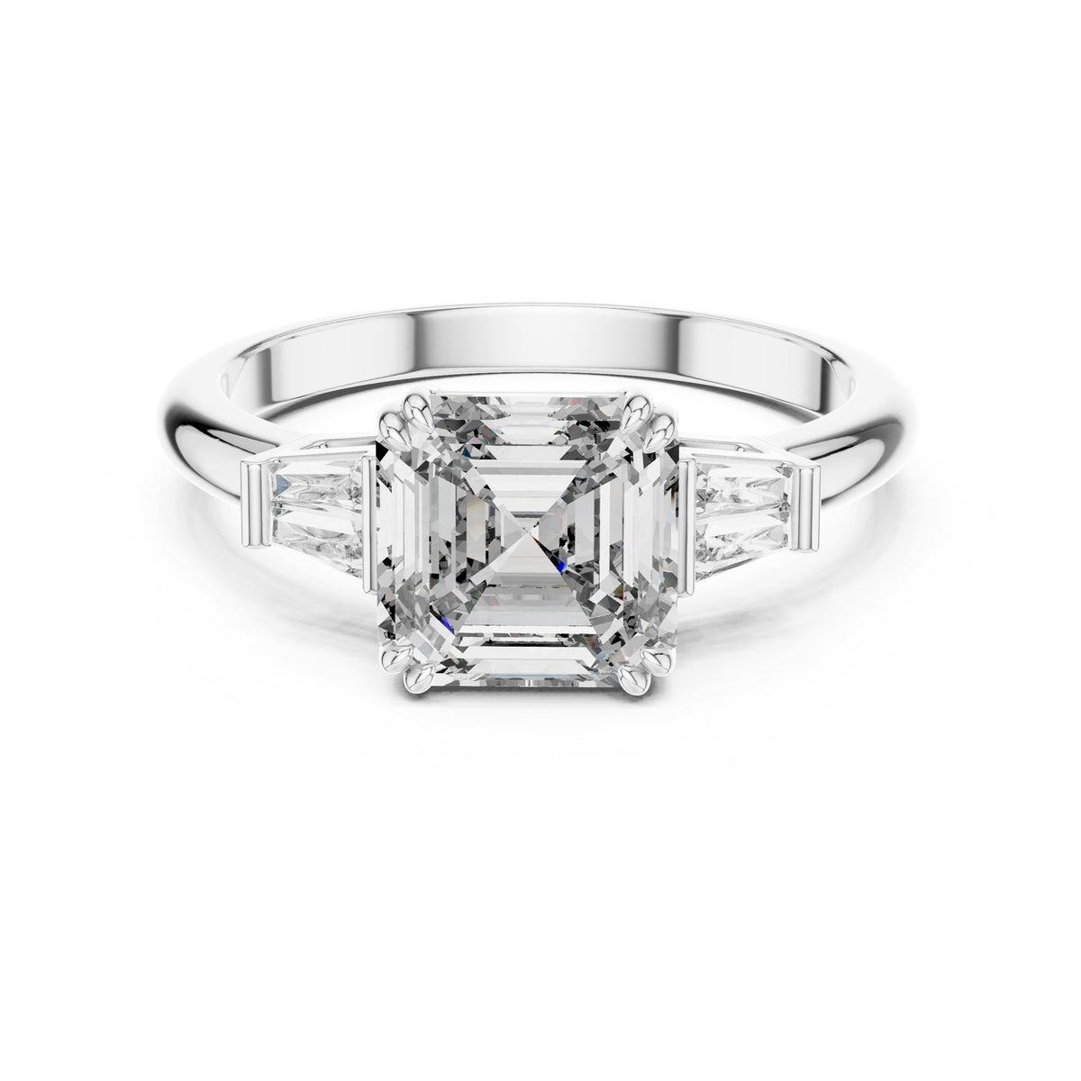 Emerald Three Stone Lab Grown Diamond Engagement Ring