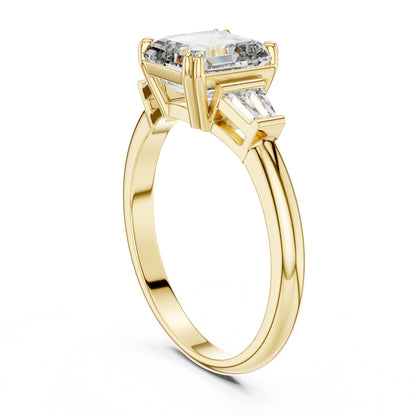 Emerald Three Stone Lab Grown Diamond Engagement Ring