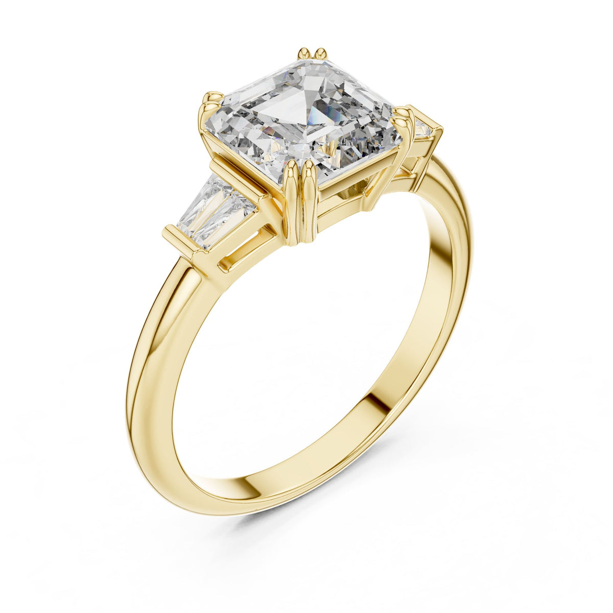 Emerald Three Stone Lab Grown Diamond Engagement Ring
