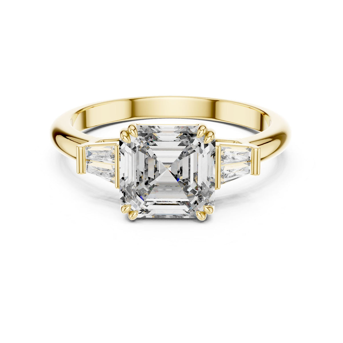 Emerald Three Stone Lab Grown Diamond Engagement Ring