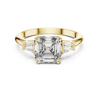 Emerald Three Stone Lab Grown Diamond Engagement Ring