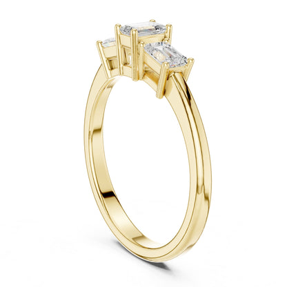 Emerald Three Stone Lab Grown Diamond Engagement Ring