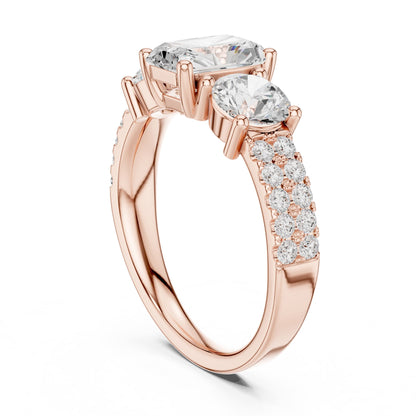 Emerald Three Stone Lab Grown Diamond Engagement Ring