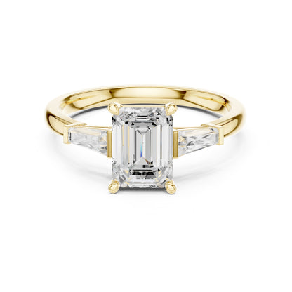 Emerald Three Stone Lab Grown Diamond Engagement Ring