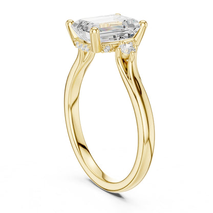 Emerald Three Stone Lab Grown Diamond Engagement Ring
