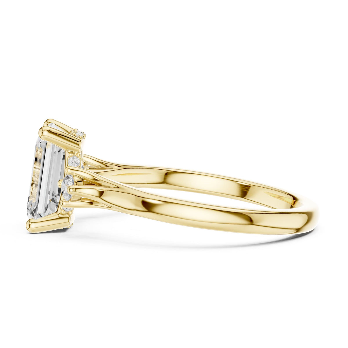 Emerald Three Stone Lab Grown Diamond Engagement Ring