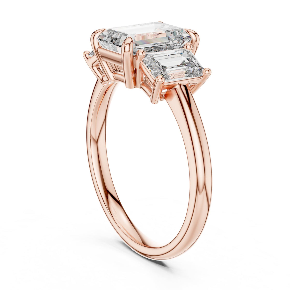 Emerald Three Stone Lab Grown Diamond Engagement Ring