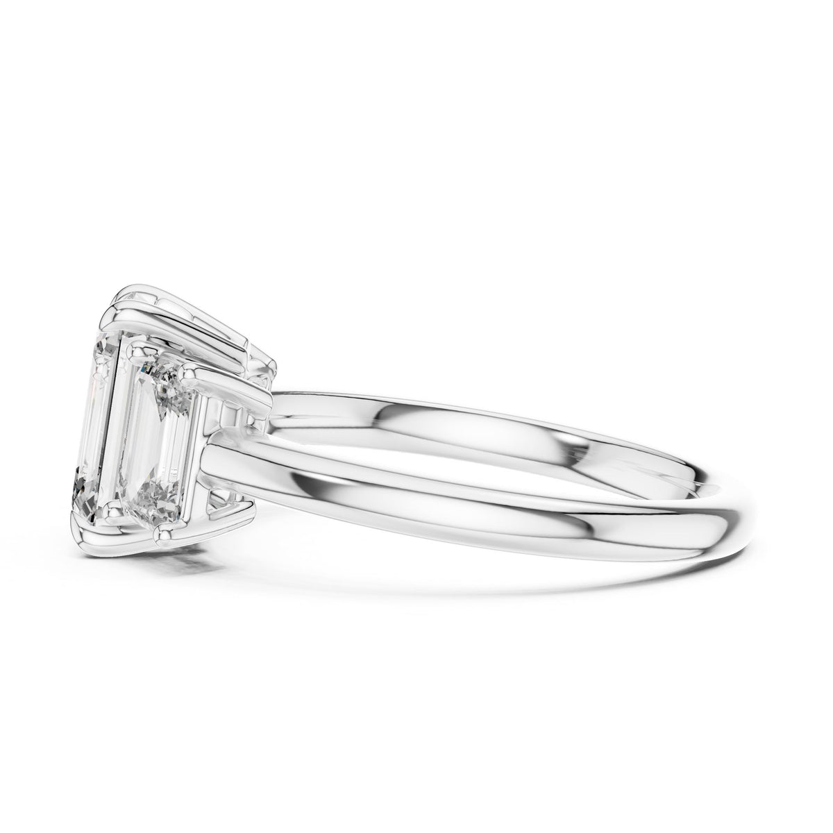 Emerald Three Stone Lab Grown Diamond Engagement Ring