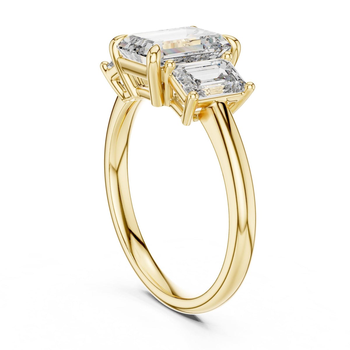 Emerald Three Stone Lab Grown Diamond Engagement Ring