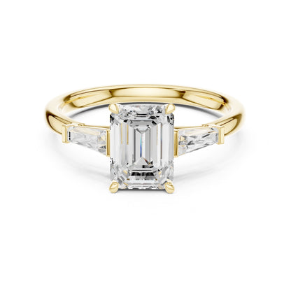 Emerald Three Stone Lab Grown Diamond Engagement Ring