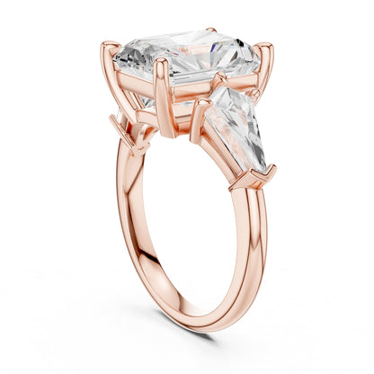 Emerald Three Stone Lab Grown Diamond Engagement Ring