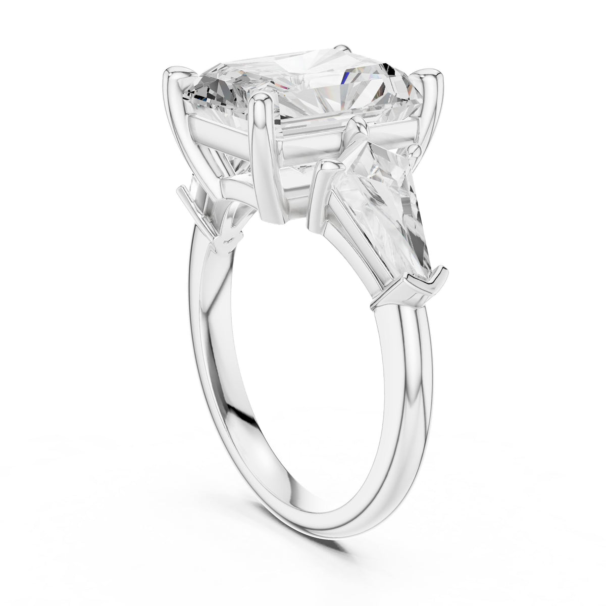 Emerald Three Stone Lab Grown Diamond Engagement Ring