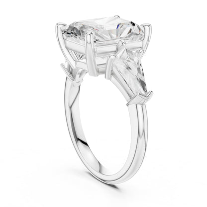 Emerald Three Stone Lab Grown Diamond Engagement Ring