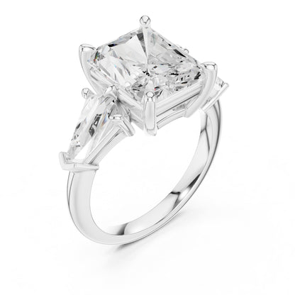 Emerald Three Stone Lab Grown Diamond Engagement Ring