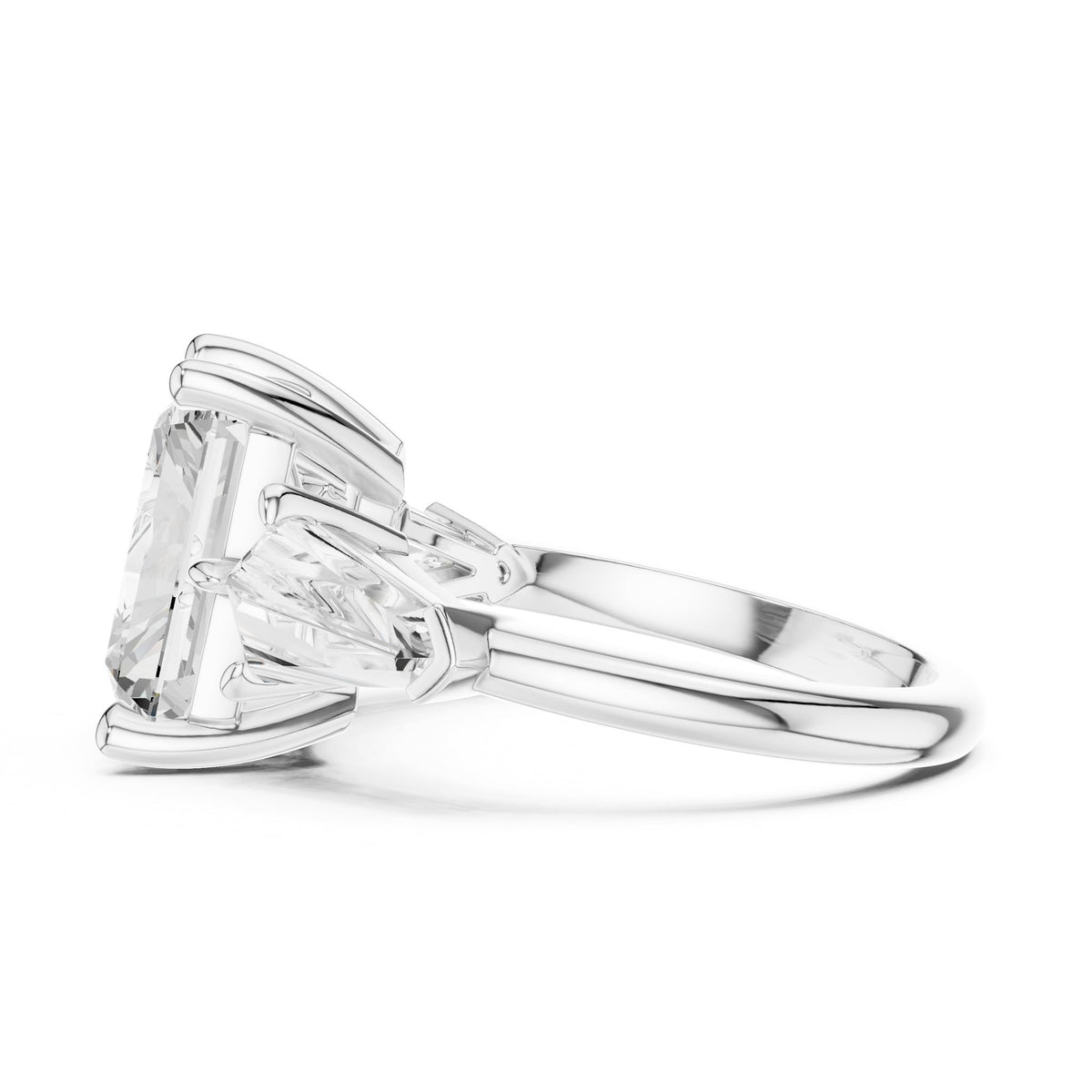 Emerald Three Stone Lab Grown Diamond Engagement Ring