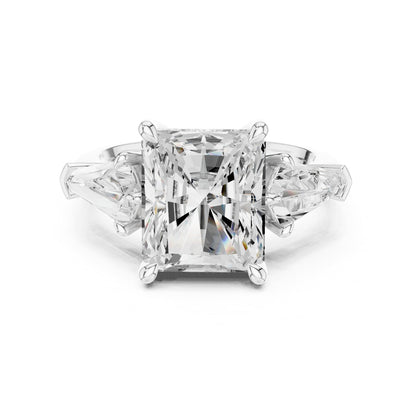 Emerald Three Stone Lab Grown Diamond Engagement Ring