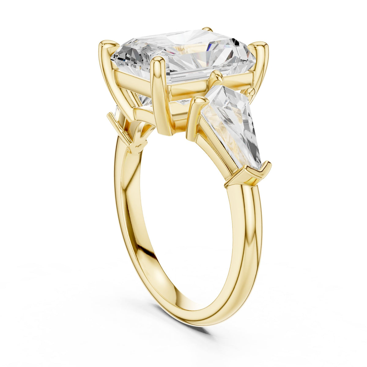 Emerald Three Stone Lab Grown Diamond Engagement Ring